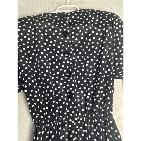 Vtg Pellini 3/4 Sleeve Blue Spotted Midi/maxi Dress Sz 8 Von Bromlett - Picture 8 of 12